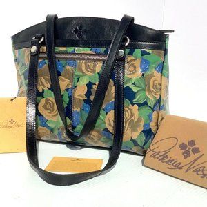 Patricia Nash Poppy Tote Shoulder Bag Blue Sky Rose Leather NWT $249